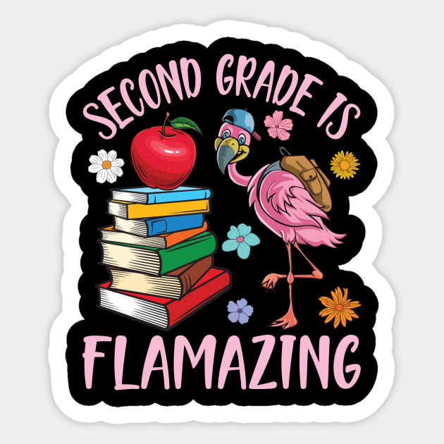 Flamingo Student Happy Back School Second Grade Is Flamazing Sticker by joandraelliot